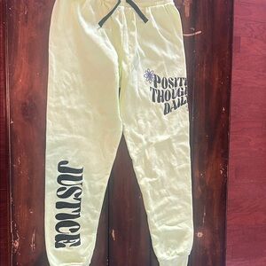 Justice Kids Yellow Joggers with Uplifting Print